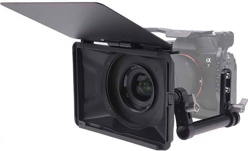 FOEASY Foto4easy 4x4/4x5.65 Lightweight Mini Matte Box with 15mm Rod Support for DSLR Mirrorless Cameras,Compatible with 52mm/55mm/58mm/62mm/67mm/72mm/77mm/82mm Lens - Image 1